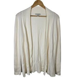 Dana Buchman Cream Open Front Cardigan Sweater Women's Size S Knitwear